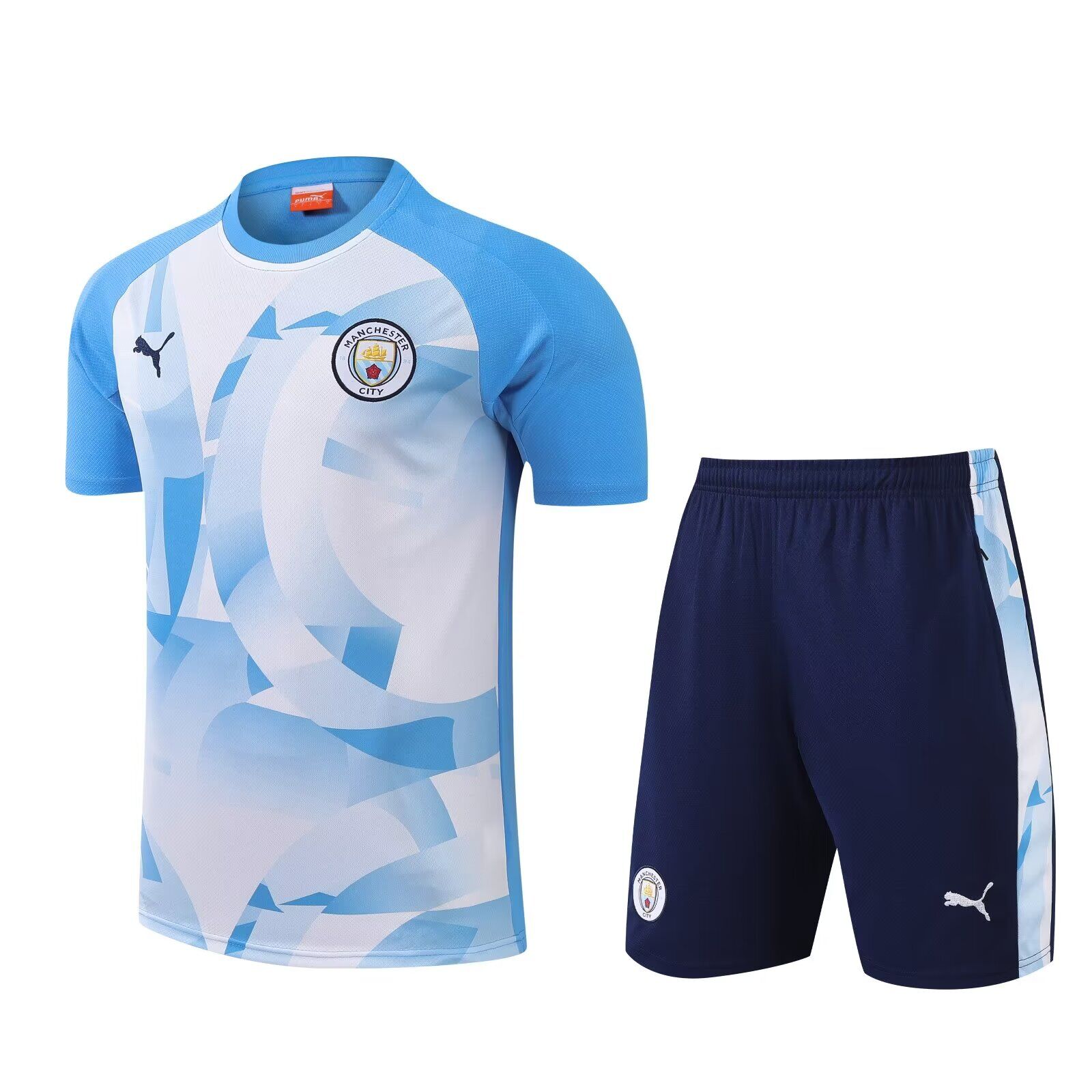 AAA Quality Manchester City 24/25 White/Blue Training Kit Jersey